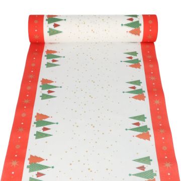 Chemin de table, aspect tissu, Airlaid 24 m x 40 cm "Plain Christmas Trees"