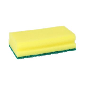 Éponge à récurer, mousse Jumbo rectangulaire 4,1 cm x 14,8 cm x 8,5 cm jaune/vert avec bonne adhérence, abrasive