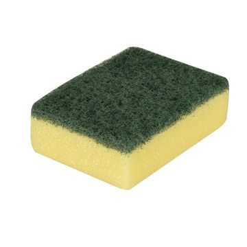 Eponge rectangulaire double face -2,6 cm x 9 cm x 6,6 cm jaune/verte récurante