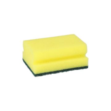 Éponge à récurer, mousse rectangulaire 4,1 cm x 9,5 cm x 6,8 cm jaune/vert avec bonne adhérence, abrasive