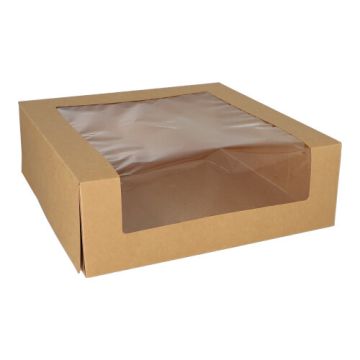 Boîte à gâteaux, carton rectangulaire 10 cm x 30 cm x 30 cm avec fenêtre transparente en PLA