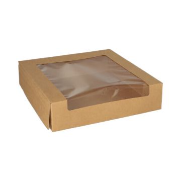 Boîte à gâteaux, carton rectangulaire 5,5 cm x 23 cm x 23 cm avec fenêtre transparente en PLA