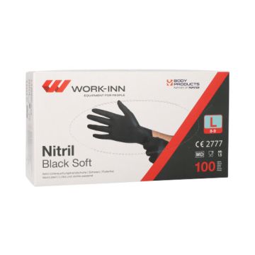 "WORK-INN/PS" Gants, Nitrile, sans poudre "Black Soft" noir Taille L