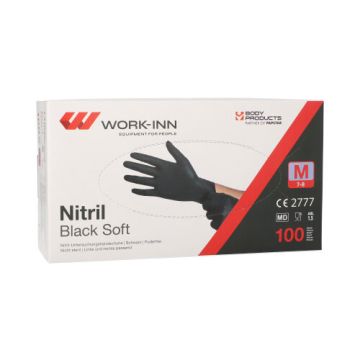 "WORK-INN/PS" Gants, Nitrile, sans poudre "Black Soft" noir Taille M