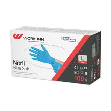 "WORK-INN/PS" Gants, Nitrile, sans poudre "Blue Soft" bleu Taille L