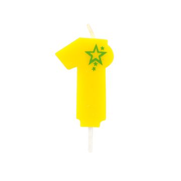 Bougie chiffre, mini 6,8 cm jaune "1"