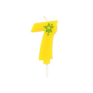 Bougie chiffre, mini 6,8 cm jaune "7"