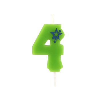 Bougie chiffre, mini 6,8 cm vert "4"