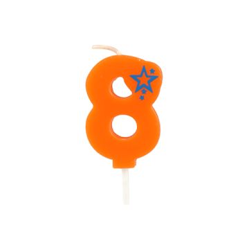 Bougie chiffre, mini 6,8 cm orange "8"