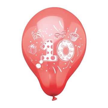 Ballons avec numéro Ø 25 cm couleurs assorties "10"