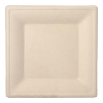 Assiettes en canne à sucre "pure" rectangulaire 26 cm x 26 cm naturel