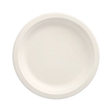 Assiettes en canne à sucre "pure" sans compartiments Ø 18 cm · 2 cm blanc