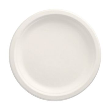 Assiettes en canne à sucre "pure" sans compartiments Ø 23 cm · 2 cm blanc