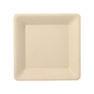 Assiettes en canne à sucre "pure" rectangulaire 15,5 cm x 15,5 cm naturel