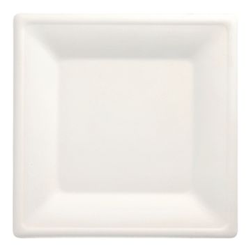 Assiettes en canne à sucre "pure" rectangulaire 26 cm x 26 cm blanc