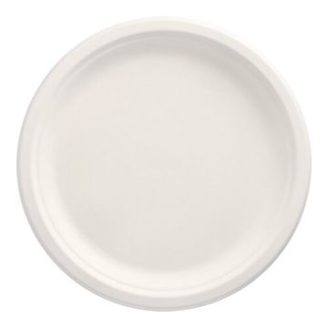 Assiettes en canne à sucre "pure" sans compartiments Ø 26 cm · 2 cm blanc