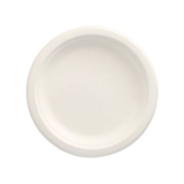 Assiettes en canne à sucre "pure" sans compartiments Ø 15 cm · 2 cm blanc